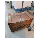 Wooden Storage Box With Engraved Design and Metal