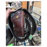 Western Leather Holster Belt With Ammo Loops