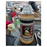German Beer Stein with Pewter Lid