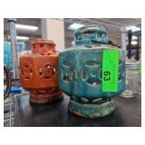 Two Glazed Ceramic Lanterns