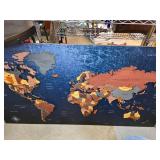 Wooden World Map With Blue Background