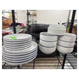 Mainstays White Dinnerware With Blue Stripes