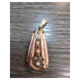 Two-Tone Pendant with Floral Motif