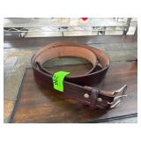 Brown Leather Belt with Silver Buckle