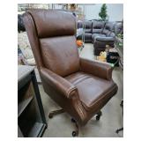 Brown Leather Office Chair with Nailhead Trim