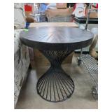 Modern Metal Base Accent Table with Wood Top
