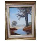 Framed Landscape Oil Painting Signed 