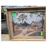 Framed Country Store Scene Artwork