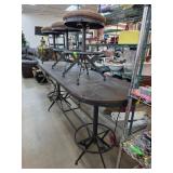 Industrial-Style Wood and Metal Bar Table Set