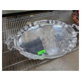Silver-Plated Ornate Serving Tray with Handles