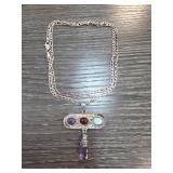 Sterling Silver Necklace w Gemstone 12.2g