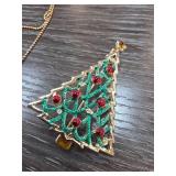 JJ Christmas Tree Brooch with Festive Accents