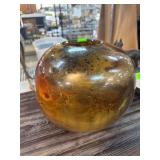 Brown and Amber Glass Vase With Rounded Design