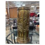 Brass Vase Umbrella Stand W Heraldic Crest