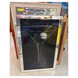 Black Martini Glass Wall Art With Silver Frame