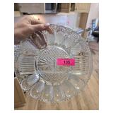 Clear Pressed Glass Egg Plate With Handle