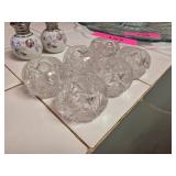 Six Crystal Salt Cellars Round Holders