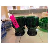 4 Green Anchor Hocking Georgian Glass Tumblers