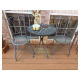 Metal Patio Bistro Set With Two Chairs
