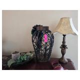 Decorative Metal Vase With Grapevine Accents