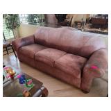 Brown Upholstered Three-Seat Sofa