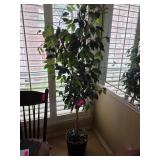 Potted Artificial Tree with Woven Basket