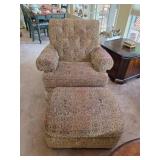 Upholstered Armchair and Matching Ottoman