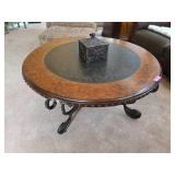 Round Wooden and Metal Coffee Table