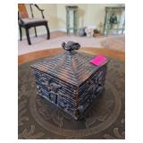Decorative Wood Box with Lid and Sculptural Finial