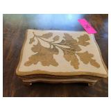 Painted Wooden Lidded Box With Gold Accents