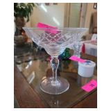 Stuart Crystal Stemmed Glass with Etched Design