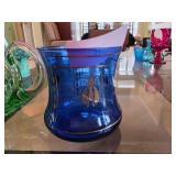 Cobalt Glass Vase With Gold Decorative Accents
