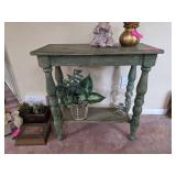 Two Green-Finished Wooden Tables