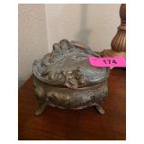 Art Nouveau Gold-Tone Footed Jewelry Box