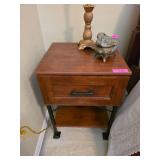 Wooden End Table With Metal Accents