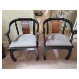Bernhardt Black Wooden Chairs W Upholstered Seats
