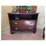 Wooden Two-Drawer Chest with Open Shelf