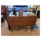 Wooden Drop-Leaf Table with Turned Legs