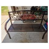 Metal Garden Bench With Decorative Backrest
