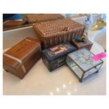 Decorative Boxes and Wicker Basket