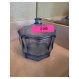 Blue Glass Octagonal Lidded Jar