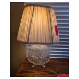 Cut Glass Lamp with Pleated Shade