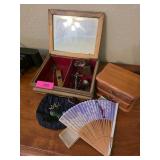 Wooden Jewelry Box and Mixed Decorative Items