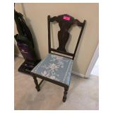 Wooden Chair with Floral Upholstered Seat