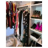 Clothing Lot With Dresses, Pants, and Shoes