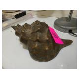 Brass Conch Shell Sculpture with Patina