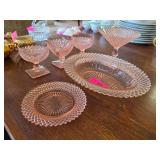 Pink Depression Glass Tableware Set