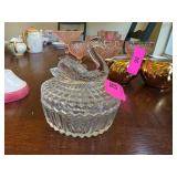 Glass Swan-Top Lidded Dish