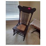 Wood Rocking Chair With Caned Seat