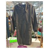 Gray Hooded Full-Zip Garment With Pockets